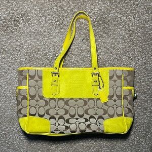Coach Yellow and Brown Monogram Tote